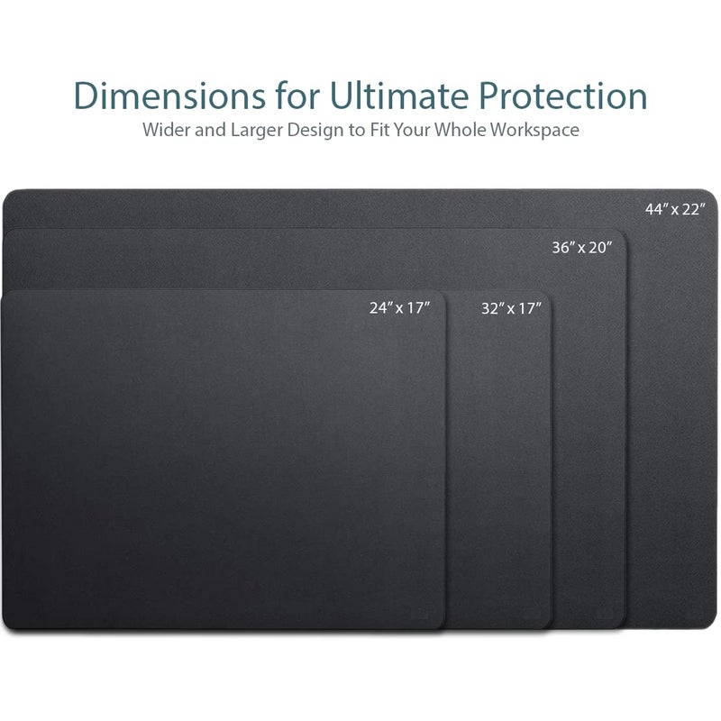 Vine Creations Leather Desk Mat 32" x 17", Desk Protector Mat, PU Leather Desk Pad, Large Mouse Pad, Desk Blotter, Desk Pads on Top of Desks, Desk Matt for Desktop, Home Office Desk Mat (Black) - Image 2
